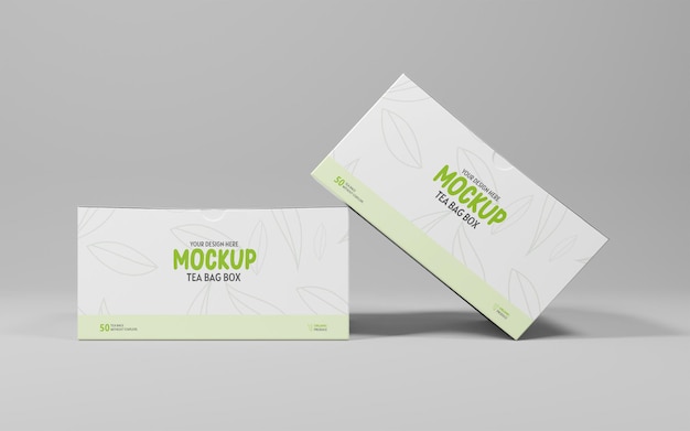 PSD multiple tea bag packaging box mockup