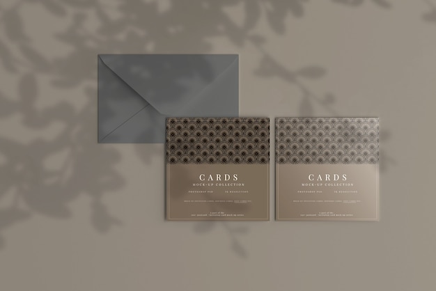 Mockup di carte quadrate multiuso con angoli piatti