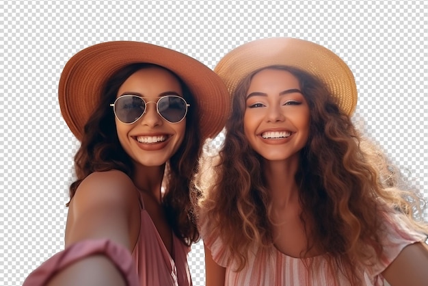 PSD a multiracial group of young people taking a selfie isolated on a transparent background