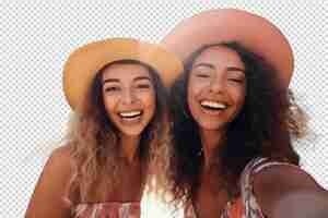 PSD a multiracial group of young people taking a selfie isolated on a transparent background