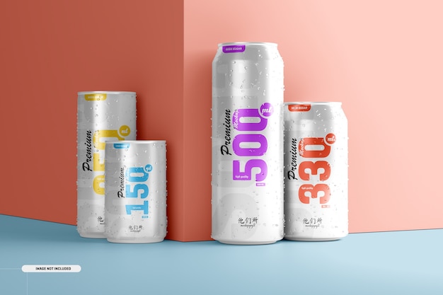 Multisize soda can mockup