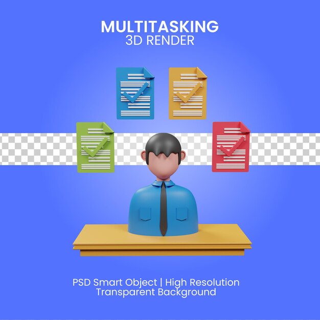 Multitasking icon 3d render isolated