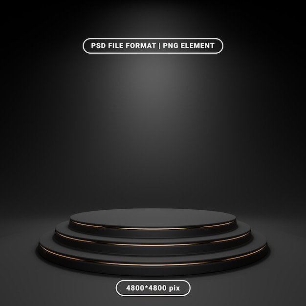 MultiTier Black Podium with Gold Edging
