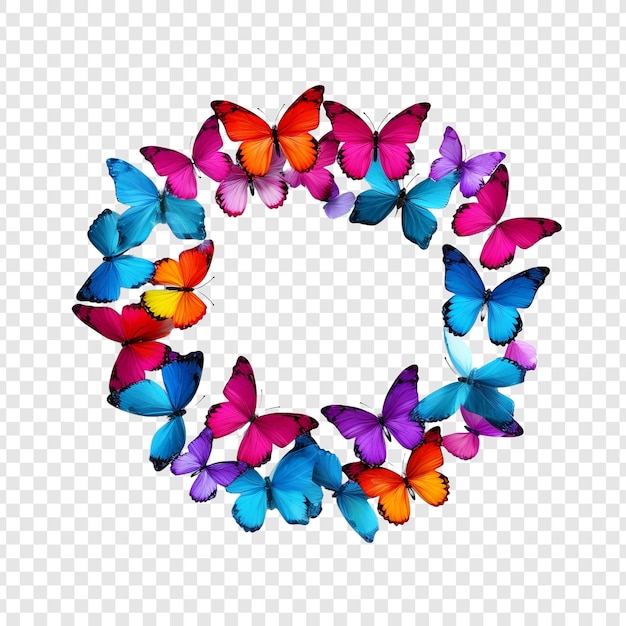 PSD a multitude of vibrant butterflies forming a compact isolated on transparent background