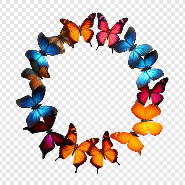 PSD a multitude of vibrant butterflies forming a compact isolated on transparent background