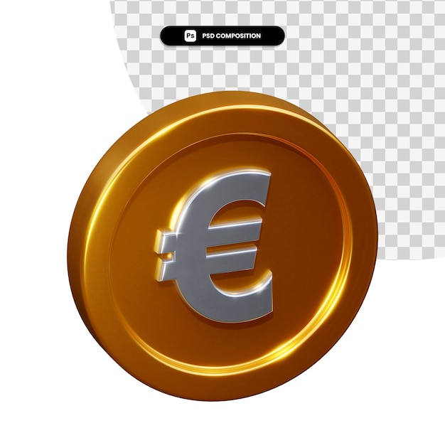 PSD munt euro 3d-rendering geïsoleerd