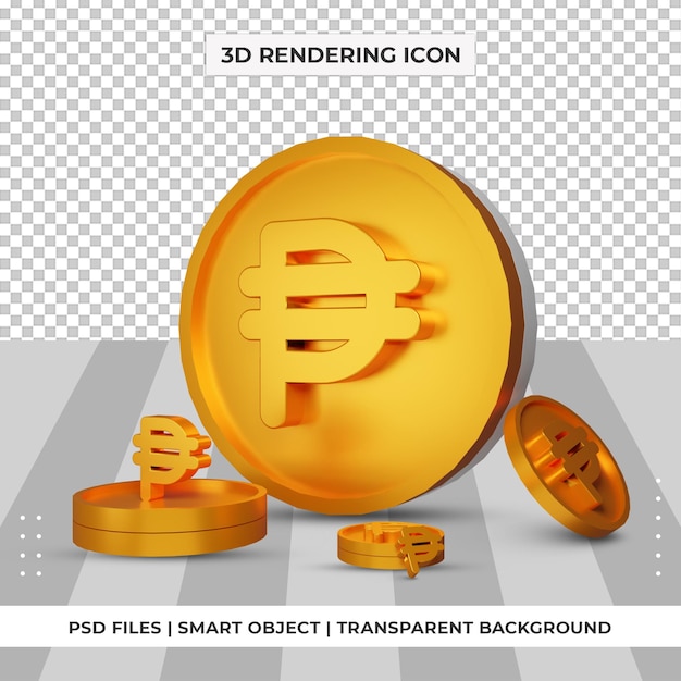 PSD munt georgische lari valutasymbool goud 3d-rendering