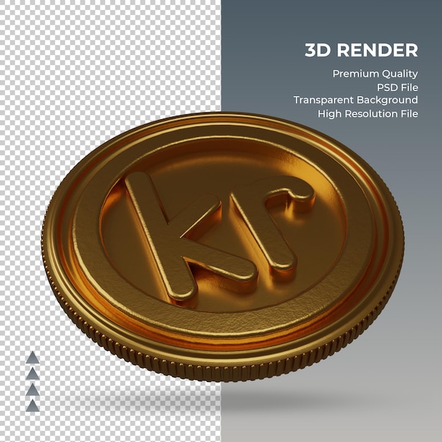 Munt krone valutasymbool goud 3d-rendering linker weergave