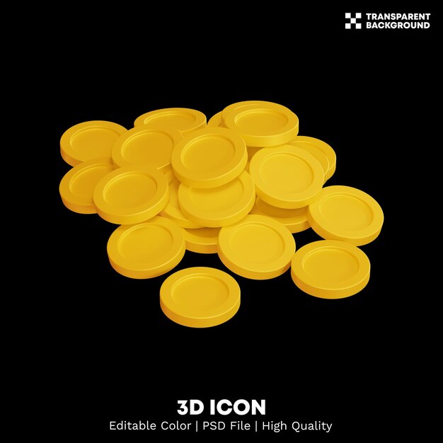 Muokattava väri 3D-renderöinti eristetty kultainen kolikkoelementti