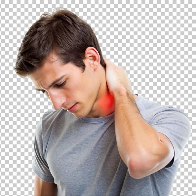 PSD muscular man use handles at the neck to relieve pain