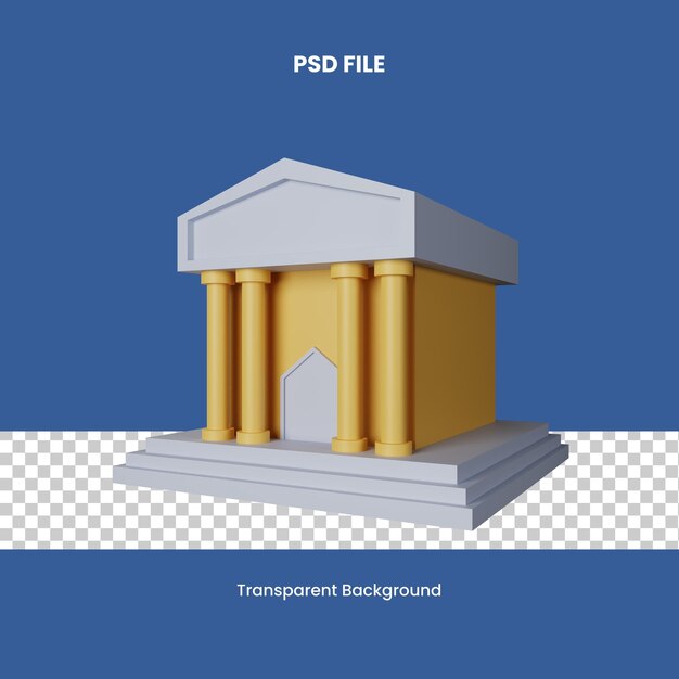 PSD illustrazione dell'icona 3d del museo