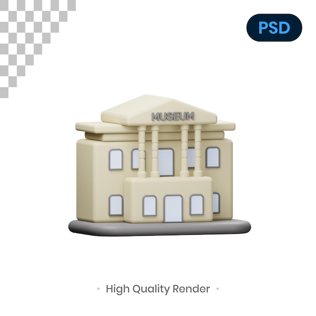 PSD museum 3d render illustration premium psd