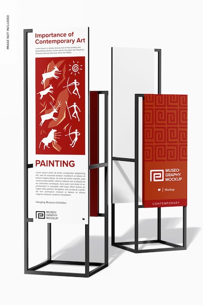 Museum doublesided signages mockup