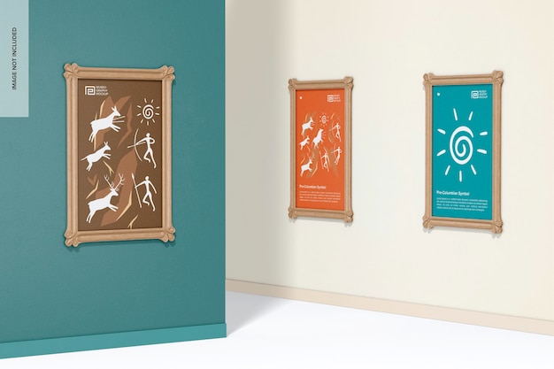 Museum frames mockup op de muur