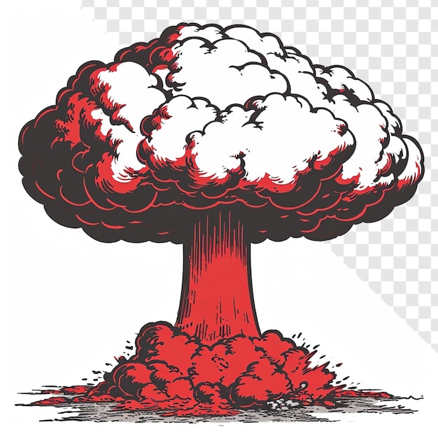 PSD mushroom cloud comic style logo op een doorzichtige achtergrond
