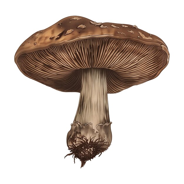 PSD a mushroom is shown with a brown cap