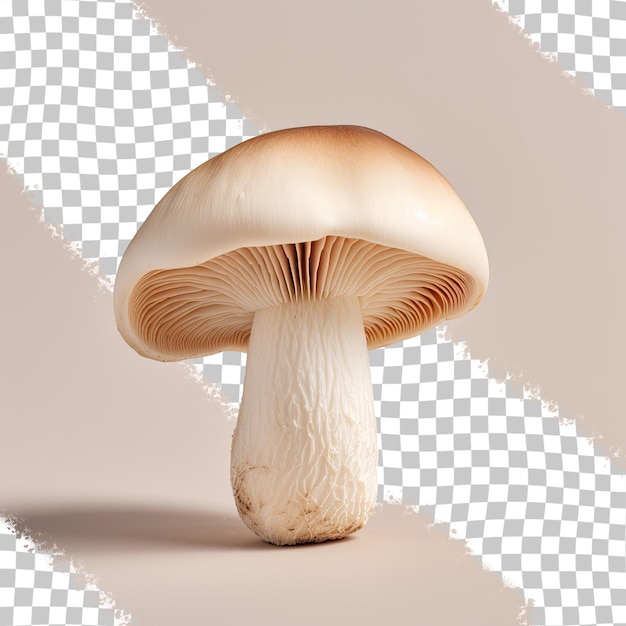 PSD a mushroom is standing on a checkered surface.