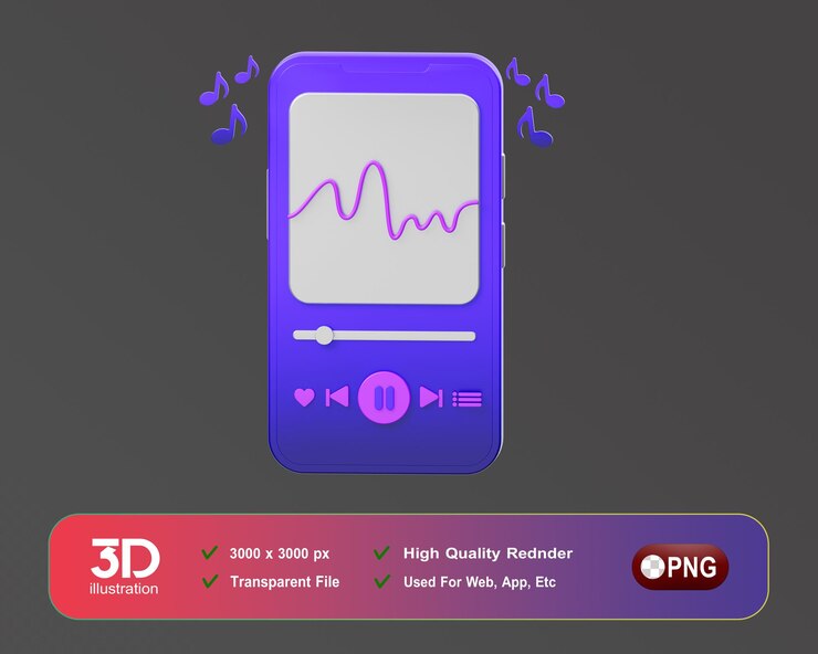 PSD music 3d icon music player