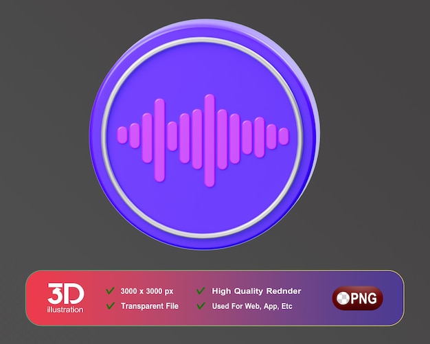 PSD music 3d icon sound waves