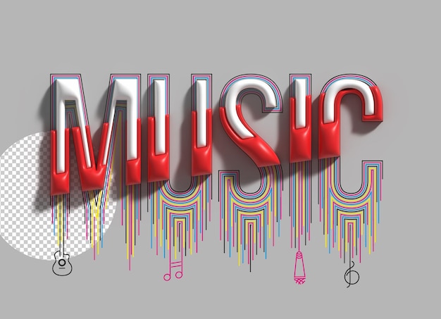 PSD musica 3d lettering design carattere psd trasparente