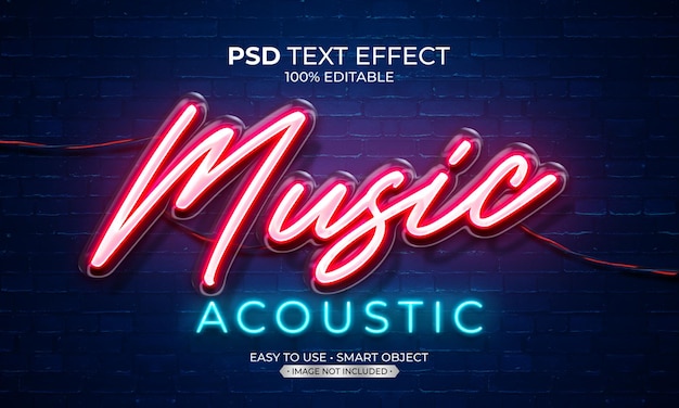 PSD musica acustica luce neon effetto testo