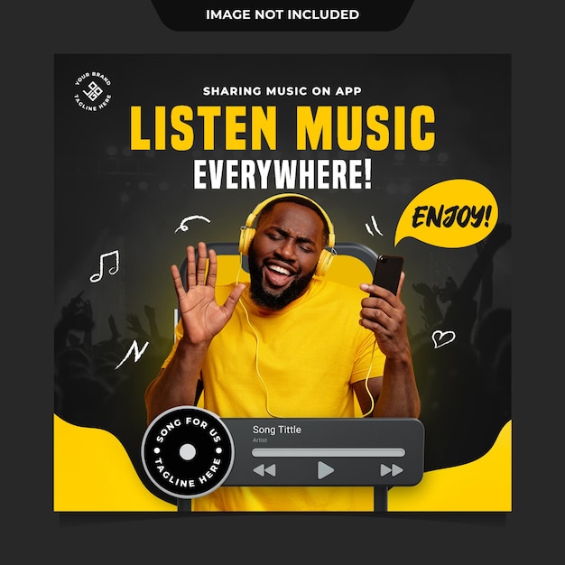 Music app social media post template