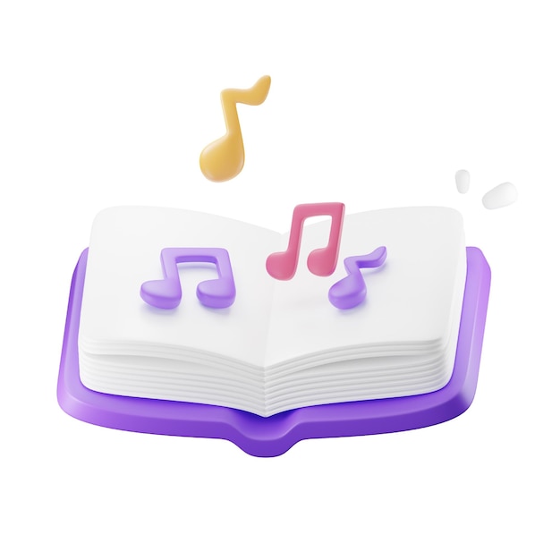 Music book 3D Icon for Education and Literature