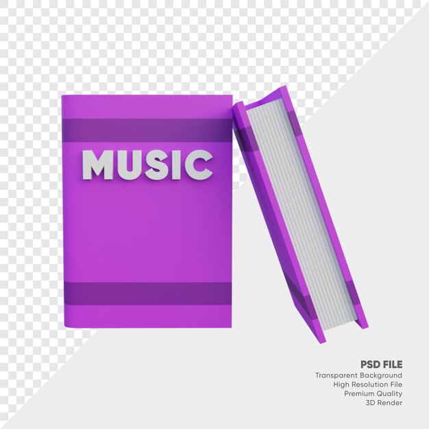 Illustrazione 3d del libro musicale