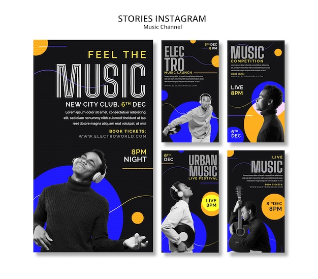 PSD storie di canali musicali su instagram
