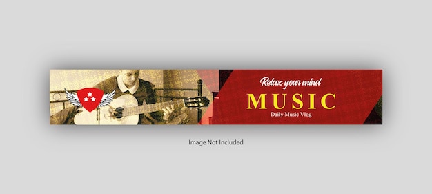 Music channel youtube banner PSD template