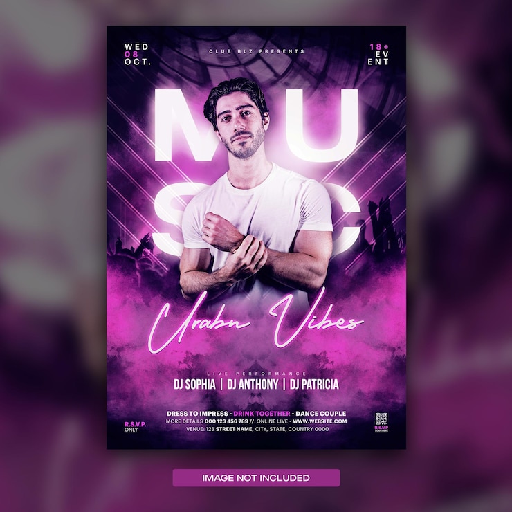 PSD music club night party event flyer or poster