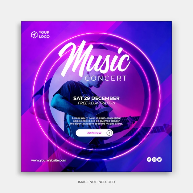 PSD music concept flyer square template