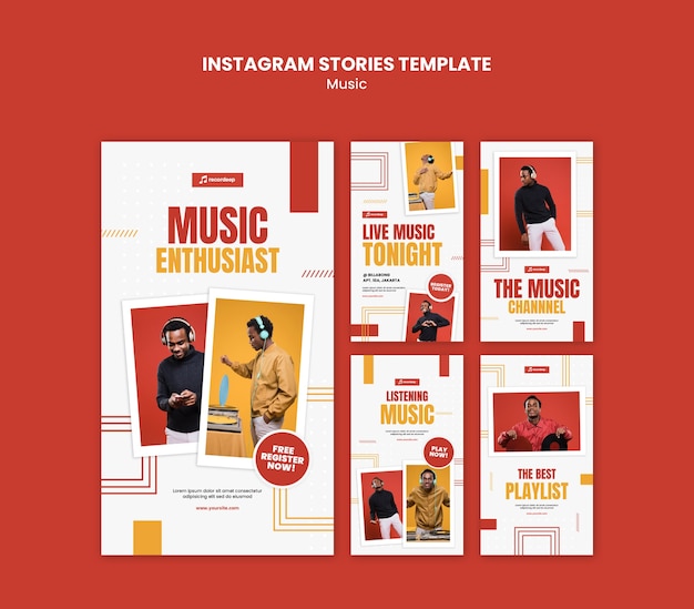 PSD modello di storie di instagram di concetto di musica