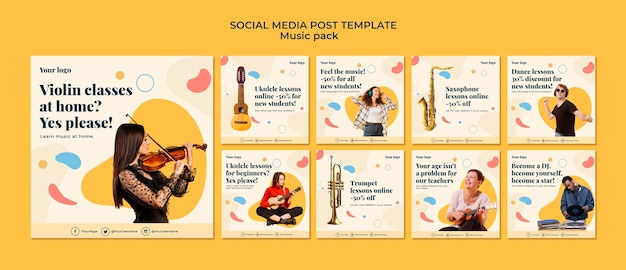 Music concept social media post template