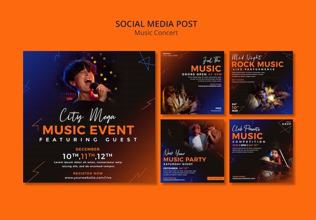 PSD music concert instagram posts template