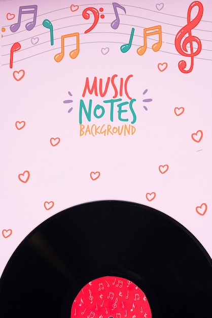 PSD music disk on musical notes concept