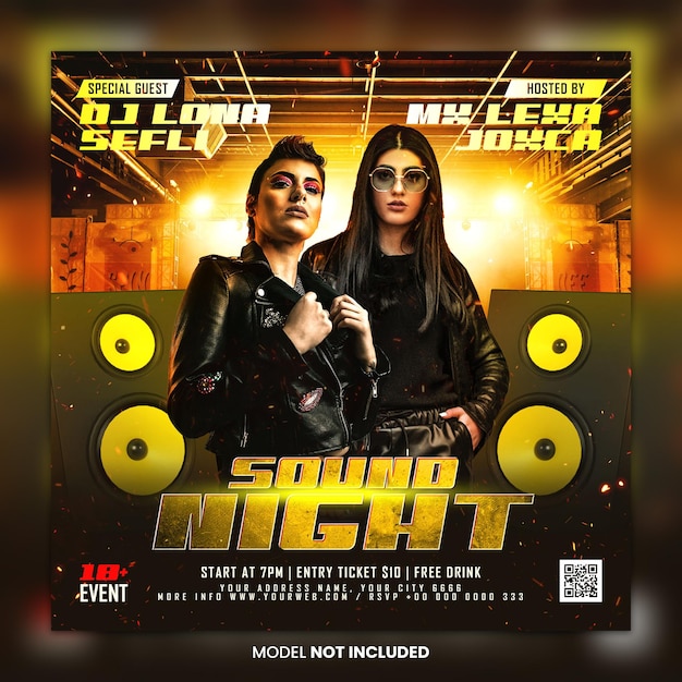 PSD music dj party flyer social media template