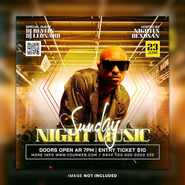 Music dj party flyer social media template