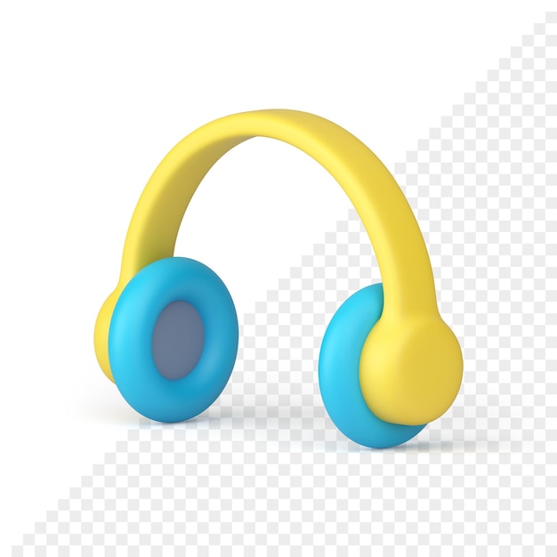 Icona 3d degli auricolari musicali cuffie audio gialle e blu