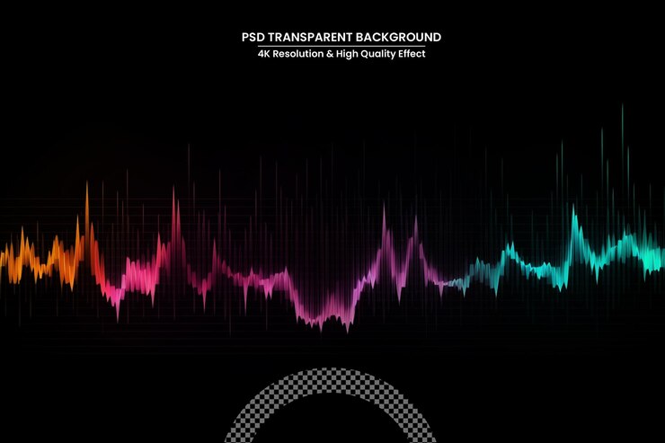 PSD music equalizer neon sound waves audio digital technology background design