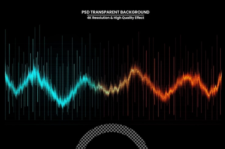 PSD music equalizer neon sound waves audio digital technology background design