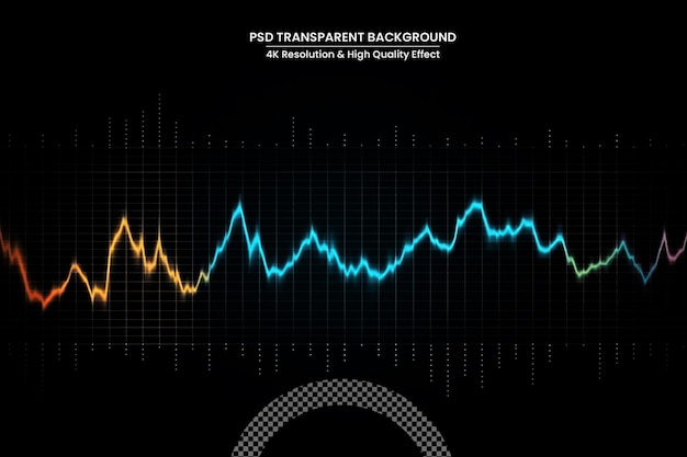 PSD equalizzatore musicale onde sonore al neon tecnologia audio digitale design di sfondo