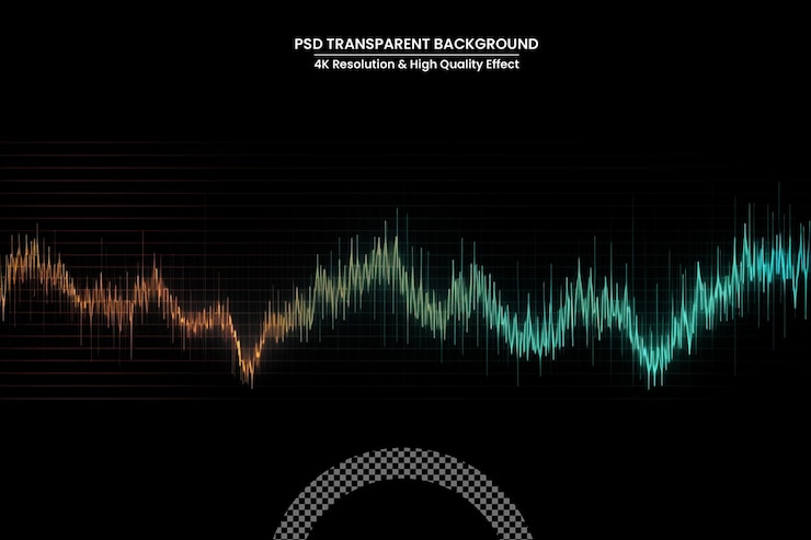 PSD music equalizer neon sound waves audio digital technology background design