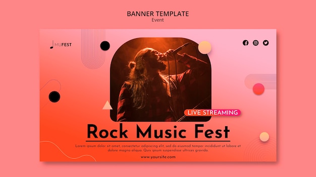 PSD modello di banner per eventi musicali