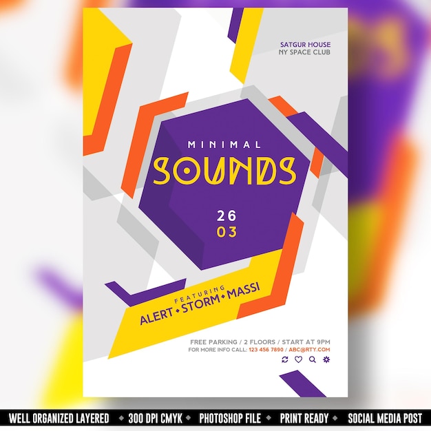 PSD music event flyer template psd social media banner