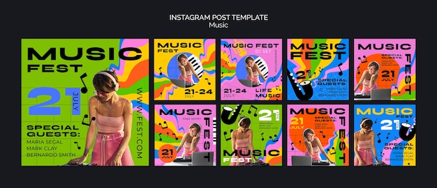 PSD post di instagram per eventi musicali