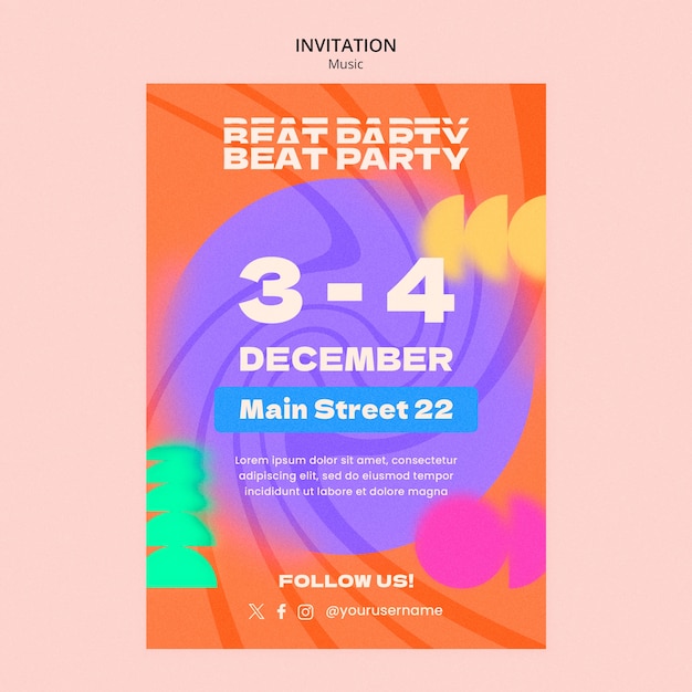 PSD music event invitation template