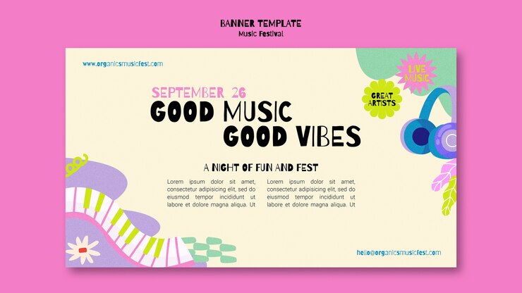 PSD 抽象的なスタイルの音楽祭のランディングページテンプレート