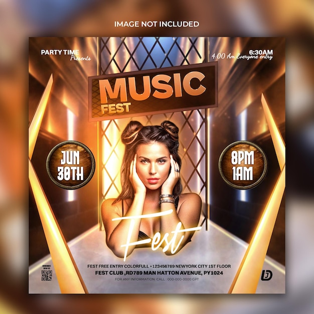 PSD music fest party flyer design template