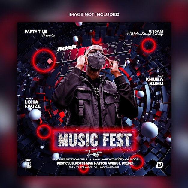 Music fest party flyer design template